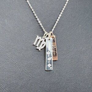 LACN Virgo 925 Sterling Silver Pave Rhinestone Tree Charm Chain Necklace Minimal